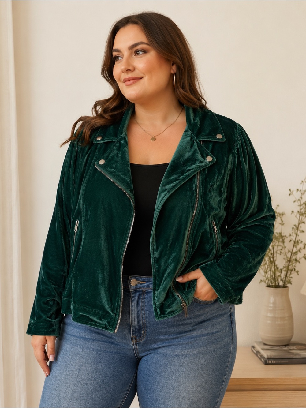 Torrid Emerald Green Crushed Velvet Moto Jacket Size 5